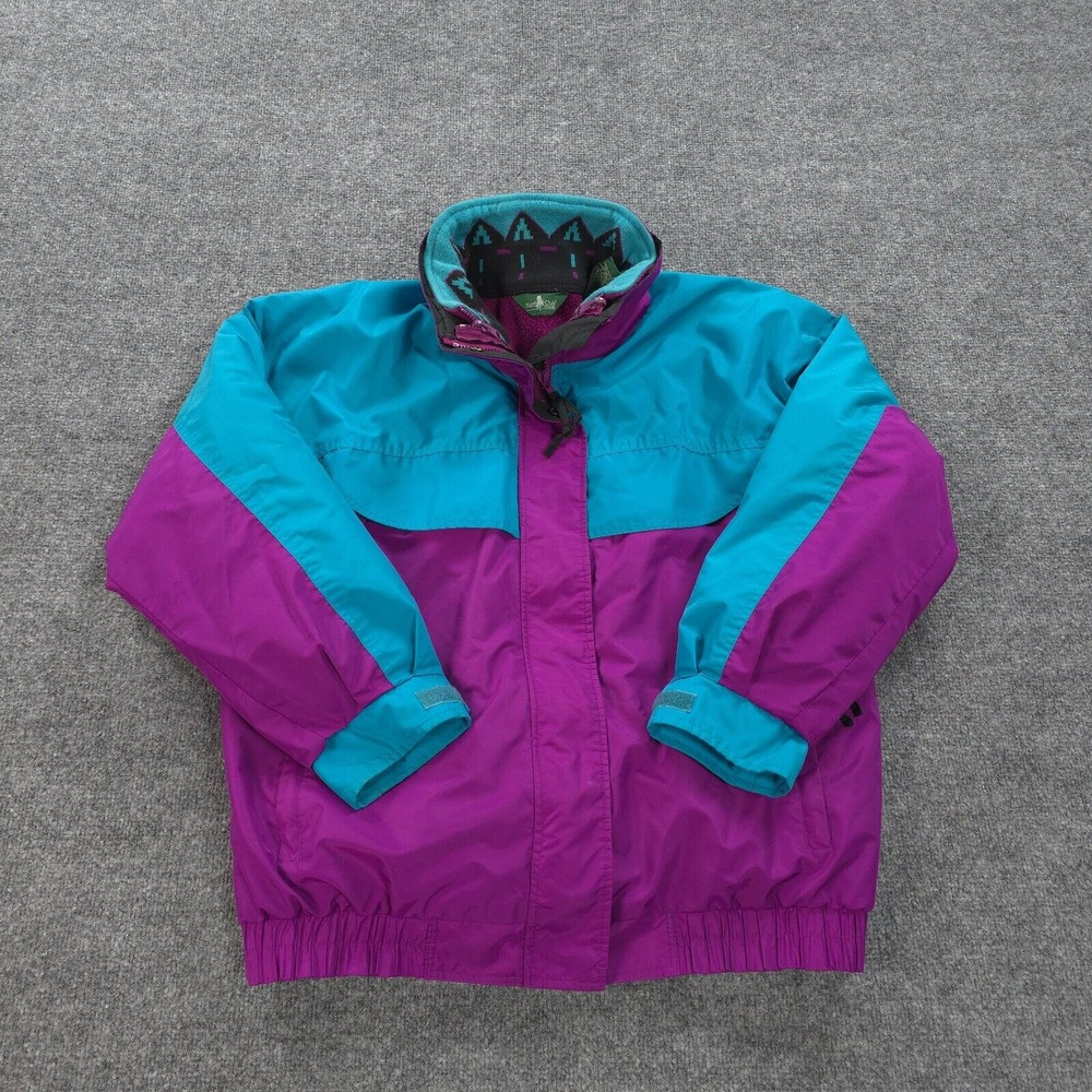 VINTAGE Hunt Club Jacket Womens Extra Small Purple Color‎ Block Aztec Lined 90s